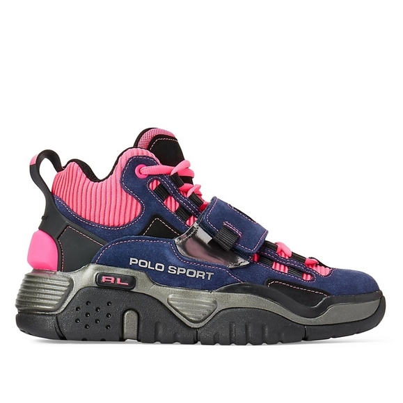 "NEW" Polo Ralph Lauren Polo Sport PS100 Men's 8 High Top Sneakers Newport Navy - Picture 3 of 5